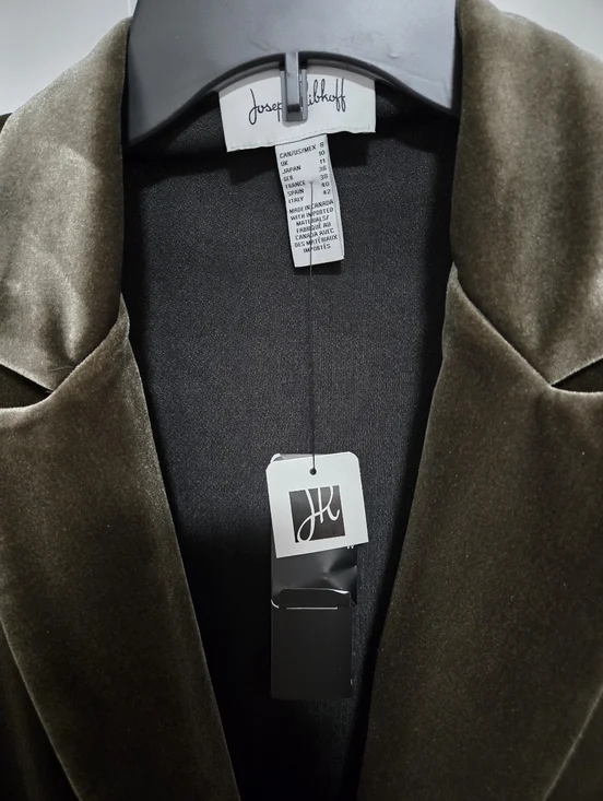 Joseph Ribkoff Olive Velvet Double-Breasted Blazer Jacket - Women - Picture 10 of 11